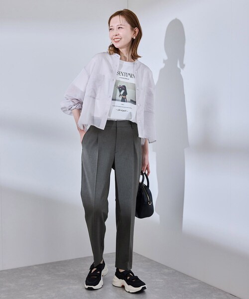 ROPE' PICNIC（ロペピクニック）の「【UV対応】【リネンライク・シリーズ】テーパードパンツ/通勤・セットアップ対応（スラックス・レディース・グレー/グレー系/ダークブラウン/ネイビー・36/38/40）」の16枚目の写真