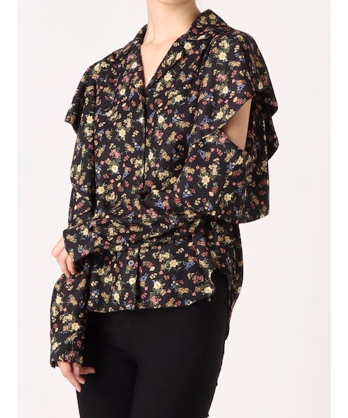 EMODA（エモダ）の「オープンカラーフリルシャツ（シャツ/ブラウス・レディース・ライトミックス/ミックス/ブラック・F）」の18枚目の写真