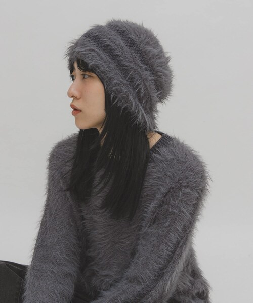 KBF（ケイビーエフ）の「ラインデザインシャギーニットビーニー（ニットキャップ/ビーニー・レディース・IVORY/BROWN/CHARCOAL・One）」の13枚目の写真