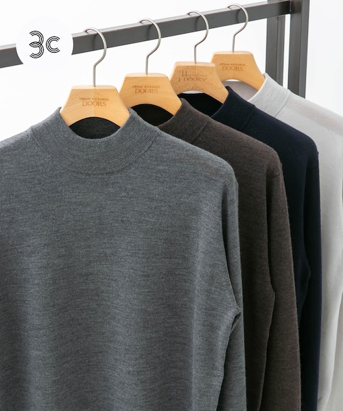 URBAN RESEARCH DOORS（アーバンリサーチドアーズ）の「LIFE STYLE TAILOR　マシンウォッシャブルハイゲージモックニット（シャツ/ブラウス・メンズ・IVORY/NAVY/杢CHARCOAL/杢BROWN・M/L）」の2枚目の写真