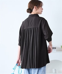 nissen | ＜大きいサイズ＞【ドライワッシャー】後プリーツシャツチュニック（吸汗速乾）(チュニック)