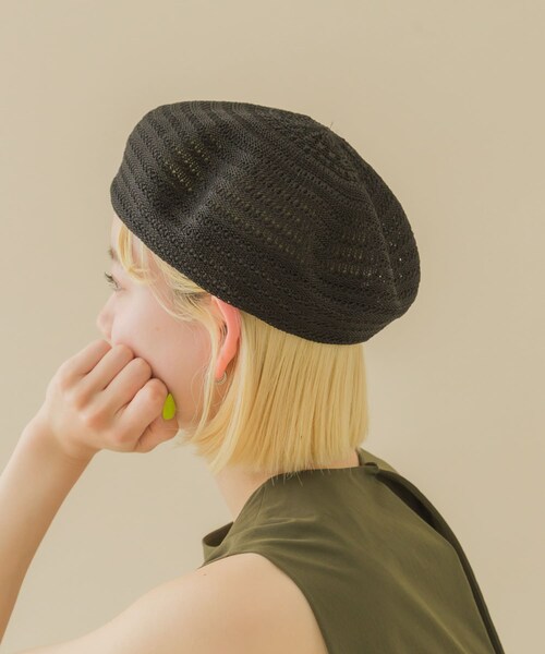 SMELLY（スメリー）の「スカシアミベレー（ハンチング/ベレー帽・レディース・BLK/IVO・-）」の10枚目の写真