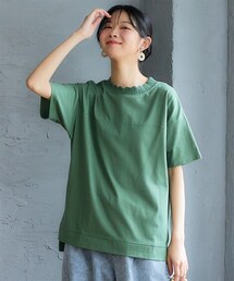 nissen | ＜大きいサイズ＞かぎ針ネック綿混半袖ソフトカットソープルオーバー(Tシャツ/カットソー)