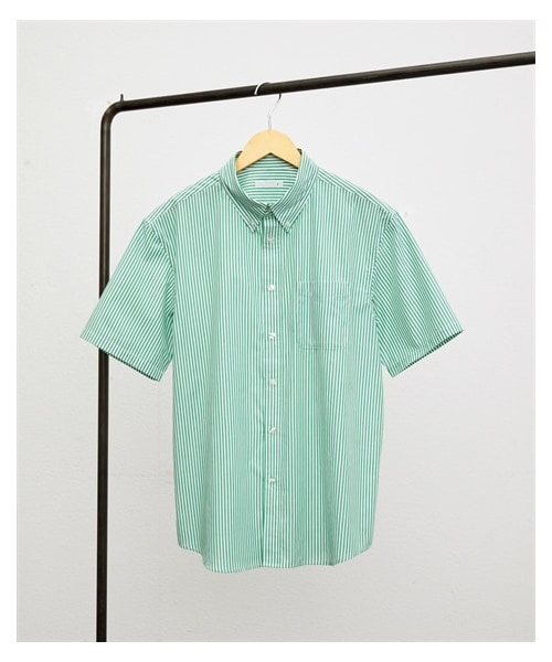 nissen（ニッセン）の「形態安定ストライプ柄ボタンダウン半袖シャツ【大きいサイズ有】　（消臭テープ付）（シャツ/ブラウス・メンズ・ブルー系/グリーン系/グレージュ系/ネイビー系・M/L/LL/3L/4L/5L/6L/8L/10L）」の11枚目の写真