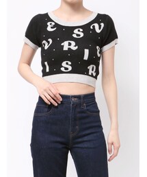 EVRIS | ジャガードハーフスリーブニットトップス(ニット/セーター)