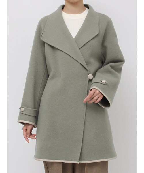 LAGUNAMOON（ラグナムーン）の「ラペルリバーコート（その他アウター・レディース・アイボリー/チャコールグレー/グリーン・F）」の3枚目の写真