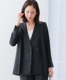 7days Life Styling | 【レディーススーツ】２WAYダブルブレストジャケット（上下別売）＜大きいサイズ有＞(ノーカラージャケット)