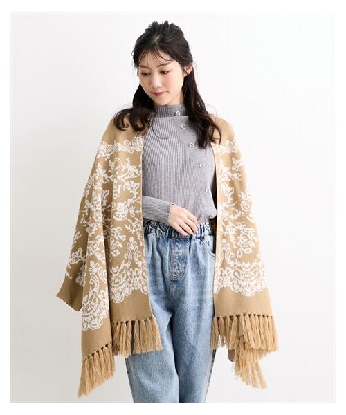 nissen（ニッセン）の「カーディガンにもなるニットストール（カーディガン/ボレロ・レディース・モカ/グレー/ブラック・S~M/M~L）」の3枚目の写真