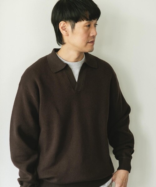 URBAN RESEARCH DOORS(アーバンリサーチドアーズ)の「『一部WEB限定カラー』コットンウール スキッパーニット(ニット/セーター・メンズ・NAVY/CHARCOAL/BROWN・M/L)」の20枚目の写真
