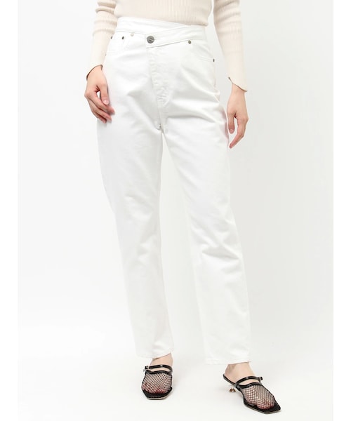 LAGUNAMOON（ラグナムーン）の「ウエストアシンメトリーデニムパンツ（デニムパンツ・レディース・ホワイト/アイスブルー・S/M）」の4枚目の写真