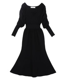 LAGUNAMOON | シャーリングスリーブマーメイドラインニットワンピース(ワンピース)