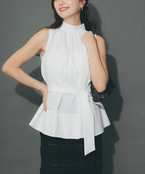 URBAN RESEARCH ROSSO（アーバンリサーチロッソ）の「ウエストマークハイネックシャツブラウス（シャツ/ブラウス・レディース・OFF WHITE/BLACK・Free）」の8枚目の写真