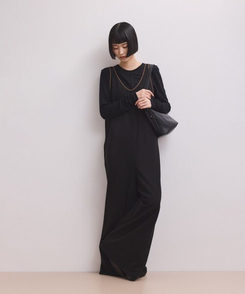 ADAM ET ROPE'（アダムエロペ）の「【WEB限定】バイカラーオールインワン（つなぎ/オールインワン・レディース・ブラック/ブラック系/チャコール・36/38）」の9枚目の写真