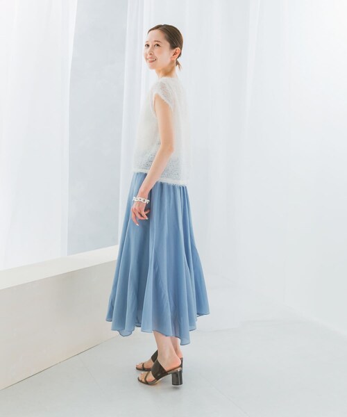 URBAN RESEARCH ROSSO（アーバンリサーチロッソ）の「コットンシルクヘムデザインギャザースカート（スカート・レディース・red/sax/darkbrown・FREE）」の17枚目の写真