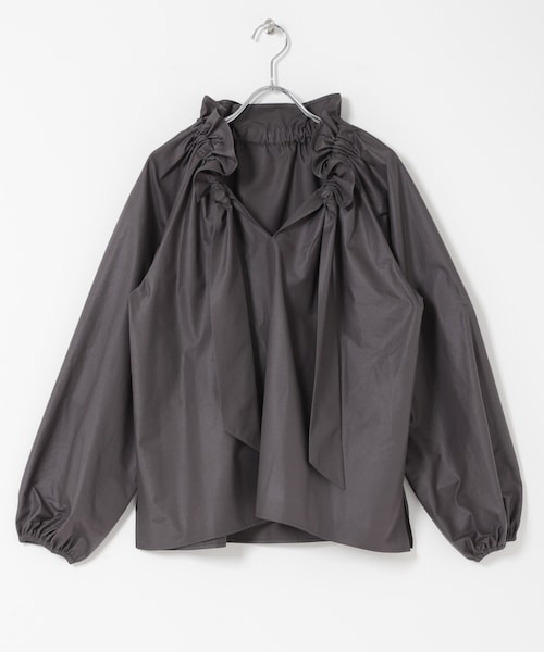 URBAN RESEARCH ROSSO（アーバンリサーチロッソ）の「フリルネックシャツブラウス（シャツ/ブラウス・レディース・WHITE/L/PURPLE/CHARCOAL・Free）」の2枚目の写真