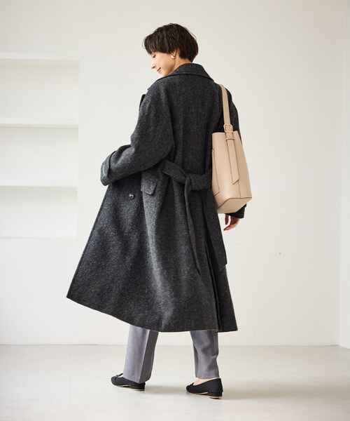 ROPE' PICNIC(ロペピクニック)の「JAPAN FABRIC スタンドカラーロングコート/一部WEB限定カラー(チェスターコート・レディース・ブラック系/グレー/ライトグレー/ベージュ系・F)」の12枚目の写真