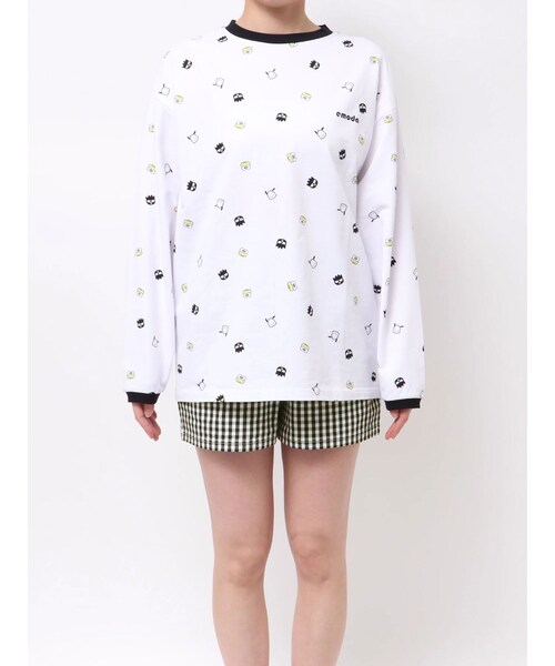 EMODA（エモダ）の「【はぴだんぶい】PATTERN OVER L/T&S-PT SET（セットアップ・レディース・ホワイト/ブラック・F）」の2枚目の写真