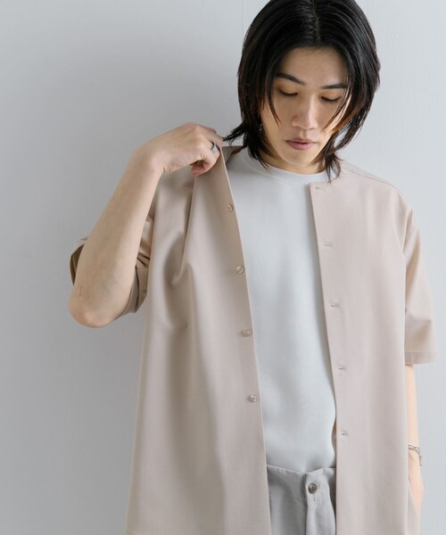 SENSE OF PLACE by URBAN RESEARCH(センスオブプレイスバイアーバンリサーチ)の「ノーカラーシャツ(5分袖)(シャツ/ブラウス・メンズ・GRAY/BEIGE/BLUE・S/M/L)」の16枚目の写真