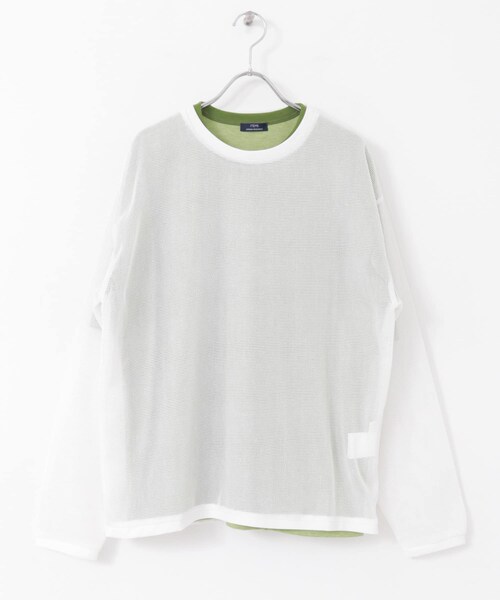 ITEMS URBANRESEARCH（アイテムズ アーバンリサーチ）の「メッシュトップス+Tシャツ レイヤードセット（Tシャツ/カットソー・メンズ・BLK×WHT/OFF×OLV/OFF×杢GRY・M/L）」の19枚目の写真