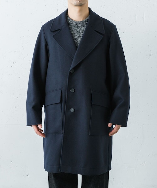URBAN RESEARCH（アーバンリサーチ）の「ATON　S 160S SEMI DOUBLE COAT（チェスターコート・メンズ・NAVY・4/6）」の4枚目の写真