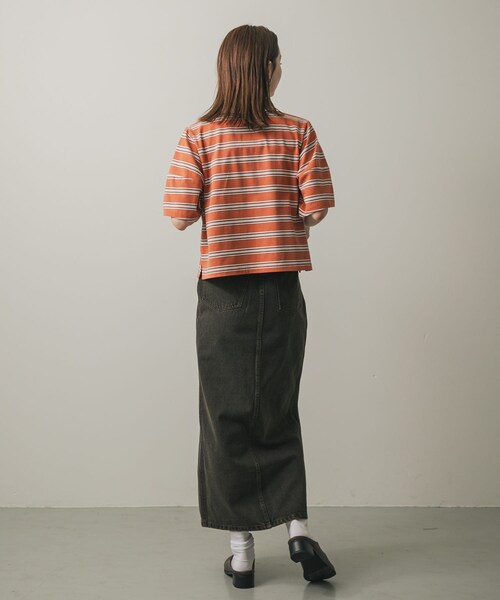 SENSE OF PLACE by URBAN RESEARCH（センスオブプレイスバイアーバンリサーチ）の「マルチボーダーカットポロシャツ（ポロシャツ・レディース・BLACK/ORANGE/WHITE・one）」の20枚目の写真