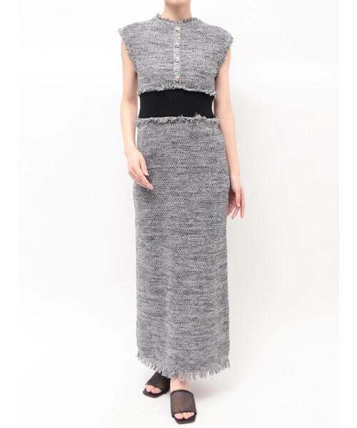 TONAL(トーナル)の「サマーツイードリブニットワンピース(ワンピース・レディース・グレー/ピンク/ブラウン・M/S)」の2枚目の写真