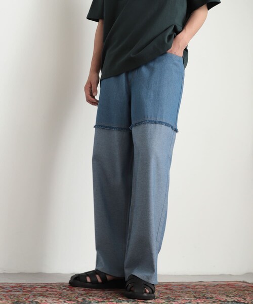 SENSE OF PLACE by URBAN RESEARCH（センスオブプレイスバイアーバンリサーチ）の「デニムフリンジシャンブレーワイドパンツ（デニムパンツ・メンズ・L.INDIGO/BLACK・M/L）」の19枚目の写真
