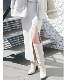 GYDA | 【セットアップ着用可】DEEPスリット ニットロングスカートライクショートパンツ(スカート)