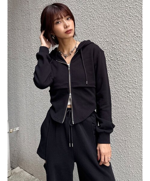 MURUA（ムルーア）の「ZIPフーディー（パーカー・レディース・グレー/ブラック・F）」の2枚目の写真