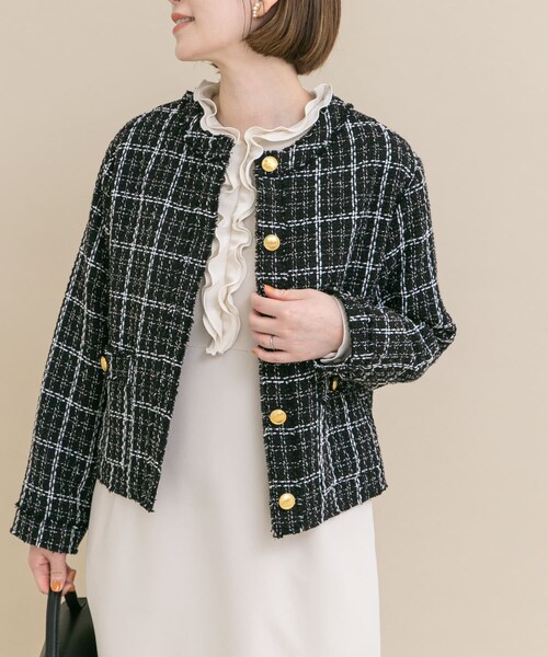URBAN RESEARCH ROSSO（アーバンリサーチロッソ）の「『WEB限定』ツイードノーカラージャケット（ノーカラージャケット・レディース・OFF/BLACK・Free）」の19枚目の写真