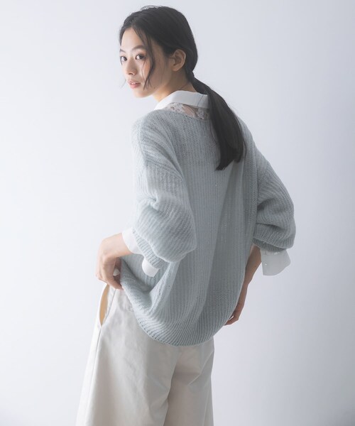 URBAN RESEARCH ROSSO（アーバンリサーチロッソ）の「モヘア混スパンコールシアーニット（ニット/セーター・レディース・OFF WHITE/MINT・Free）」の21枚目の写真