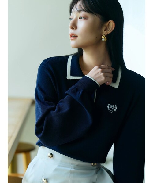 TONAL（トーナル）の「【POLO BCS】２枚衿ポロニット（ニット/セーター・レディース・オフホワイト/グレー/ネイビー・M）」の15枚目の写真