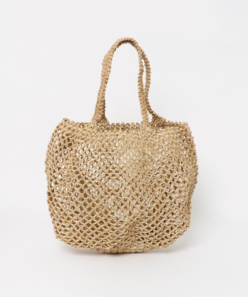 かぐれ（カグレ）の「アフリカンスクエア　ラフィア×サイザルマクラメバッグ（かごバッグ・レディース・NAT・FREE）」の8枚目の写真