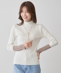 Jayro（ジャイロ）の「衿先・袖先配色リブニット（ニット/セーター・レディース）」