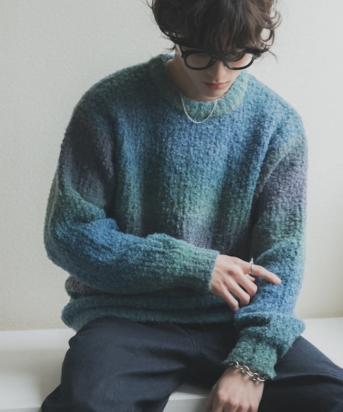 SENSE OF PLACE by URBAN RESEARCH（センスオブプレイスバイアーバンリサーチ）の「『ユニセックス』ブークレグラデーションニット（ニット/セーター・メンズ・L.GRAY/CHARCOAL/BLUE/ORANGE/YELLOW/BROWN・M/L）」の9枚目の写真