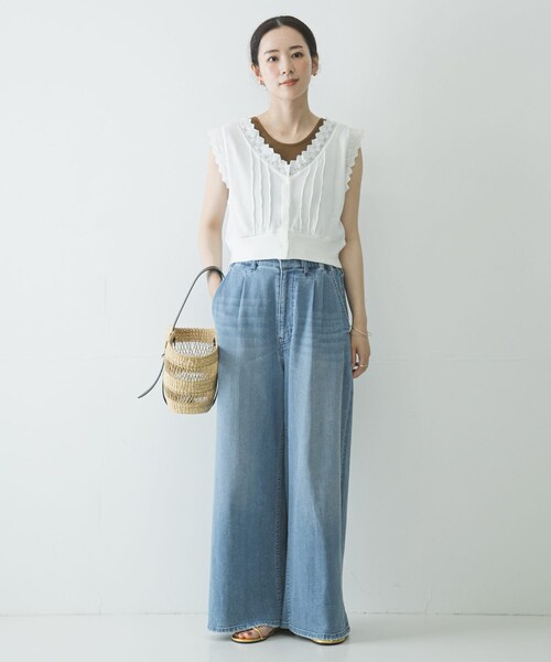 URBAN RESEARCH（アーバンリサーチ）の「crinkle crinkle crinkle　WAFFLE FRILL VEST（ベスト・レディース・WHITE/BLACK・Free）」の10枚目の写真