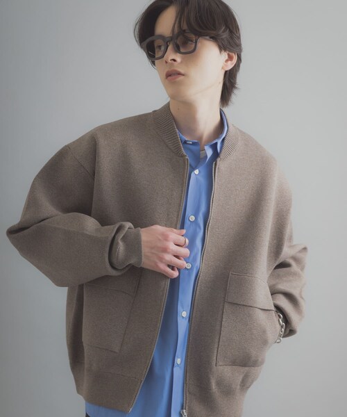 SENSE OF PLACE by URBAN RESEARCH（センスオブプレイスバイアーバンリサーチ）の「『洗濯可』ダブルポケットニットブルゾン（ブルゾン・メンズ・BLACK/BROWN・M/L）」の22枚目の写真