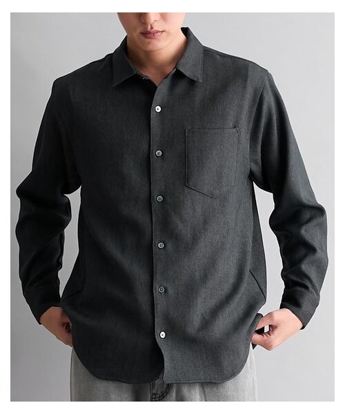 nissen（ニッセン）の「ウールライクレギュラーカラー長袖シャツ（シャツ/ブラウス・メンズ・ブラウン/チャコール・M/L/LL）」の4枚目の写真
