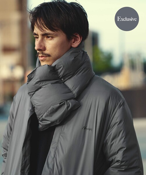 URBAN RESEARCH DOORS（アーバンリサーチドアーズ）の「『別注』NANGA×DOORS　DOWN MUFFLER（マフラー・メンズ・Dark Brown/Ivory/Silverblue/Mocha/New Black/Black・-）」の4枚目の写真