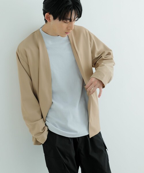 ITEMS URBANRESEARCH（アイテムズ アーバンリサーチ）の「シアーストレッチ ラップカーディガン（カーディガン/ボレロ・メンズ・BEG/BLK・M/L）」の16枚目の写真