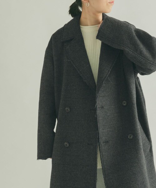 URBAN RESEARCH DOORS(アーバンリサーチドアーズ)の「FORK&SPOON チェックダブルコート(チェスターコート・レディース・BRNCHK/CHCCHK・1)」の21枚目の写真