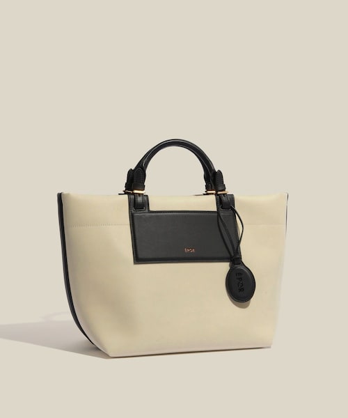 ROPE'（ロペ）の「【E'POR】【撥水加工・超軽量】 BOAT BAG Medium（トートバッグ・レディース・ブラック/キナリ・F）」の2枚目の写真