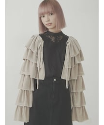 merry jenny | ruffleベロアカーディガン(カーディガン/ボレロ)