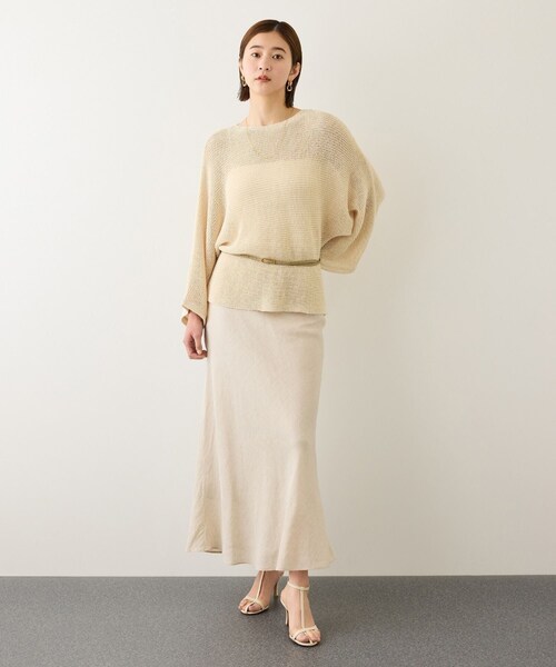 ROPE'(ロペ)の「リネン混 透かし編みドルマンプルオーバー(ニット/セーター・レディース・ブラック/キャメル/ベージュ系・F)」の16枚目の写真