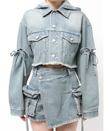 EMODA | カットスリーブフードデニムブルゾン(デニムジャケット)