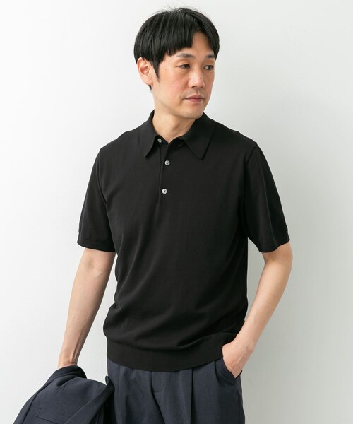 URBAN RESEARCH DOORS（アーバンリサーチドアーズ）の「LIFE STYLE TAILOR　ハイゲージ半袖ニットポロシャツ（シャツ/ブラウス・メンズ・IVORY/BLACK/NAVY BLUE/GRAY BROWN・M/L）」の17枚目の写真