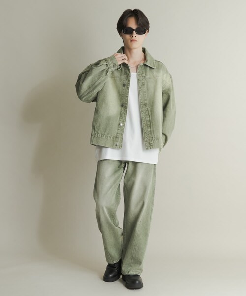 SENSE OF PLACE by URBAN RESEARCH（センスオブプレイスバイアーバンリサーチ）の「ツイストデニムワイドパンツ（デニムパンツ・メンズ・GREEN/L.INDIGO・M/L）」の9枚目の写真