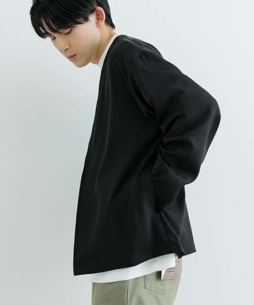 ITEMS URBANRESEARCH（アイテムズ アーバンリサーチ）の「シアーストレッチ ラップカーディガン（カーディガン/ボレロ・メンズ・BEG/BLK・M/L）」の5枚目の写真