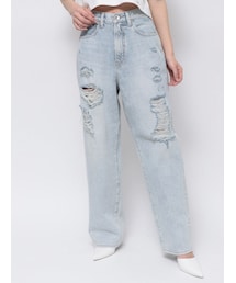 GYDA | ハイウエスト パウダーケミカル ワイドダメージデニムパンツ(デニムパンツ)