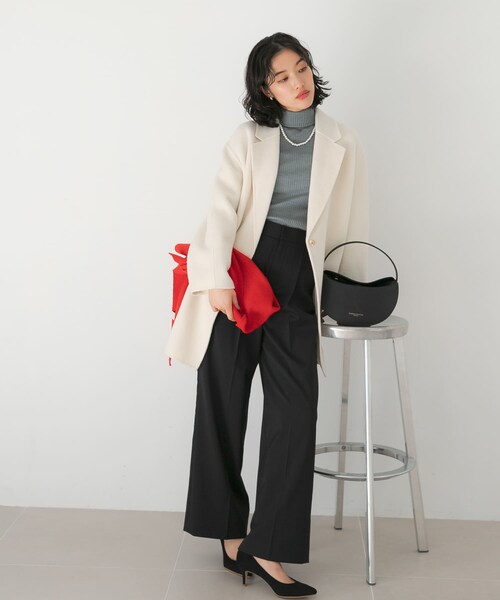 URBAN RESEARCH ROSSO（アーバンリサーチロッソ）の「ウールカシミヤリバーチェスターコート（チェスターコート・レディース・WHITE/BEIGE/NAVY・FREE）」の10枚目の写真